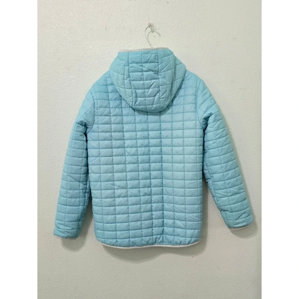 Cat & Jack Blue Puffer Quilt Fleece Lined Hoodie Full Zip Girls Youth Jacket XL